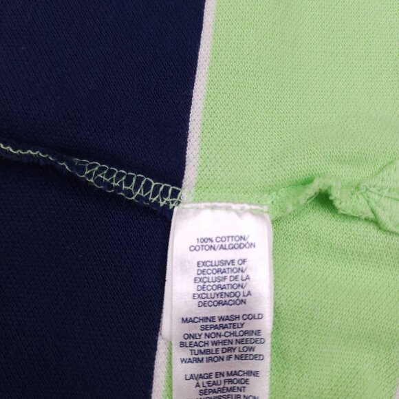 Chaps Boys Large Striped Polo Shirt Key Lime & Navy 100% Cotton - Picture 6 of 9